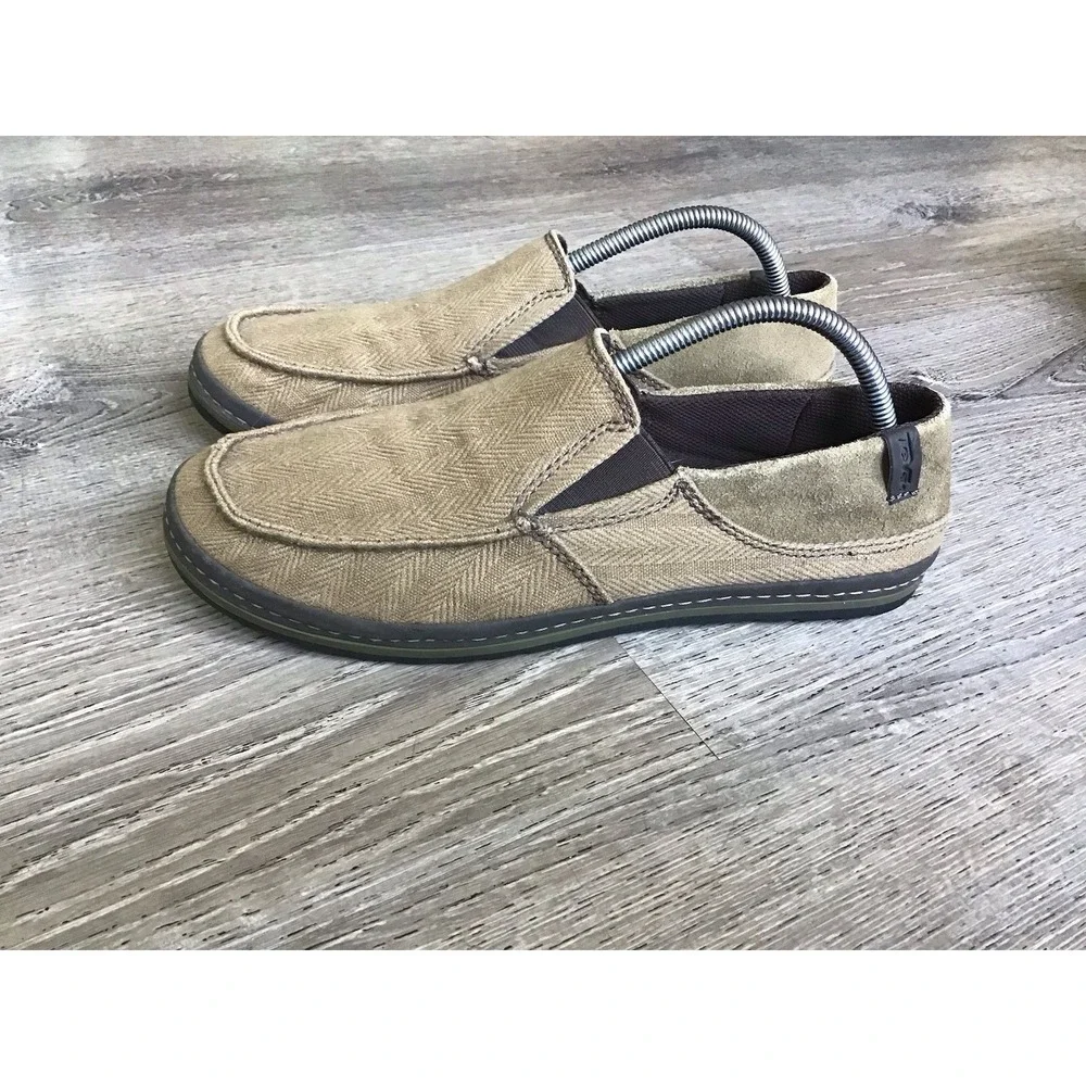 Teva Mens Size 9.5 Canvas Clifton Slip On Loafers Comfort Shoes Beige 1003432